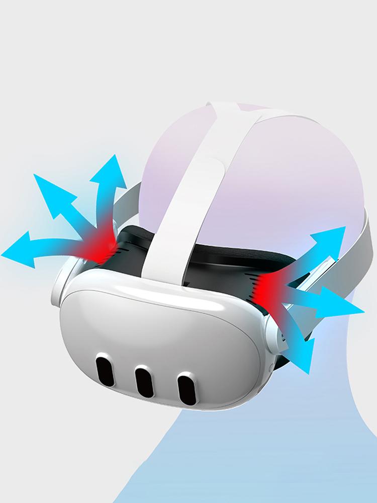 Cooling Fan Face Cover Facial Interface Radiator with RGB Light Cool Mask with Anti-Leakage Nose Pad for Meta Quest 3 VR Headset