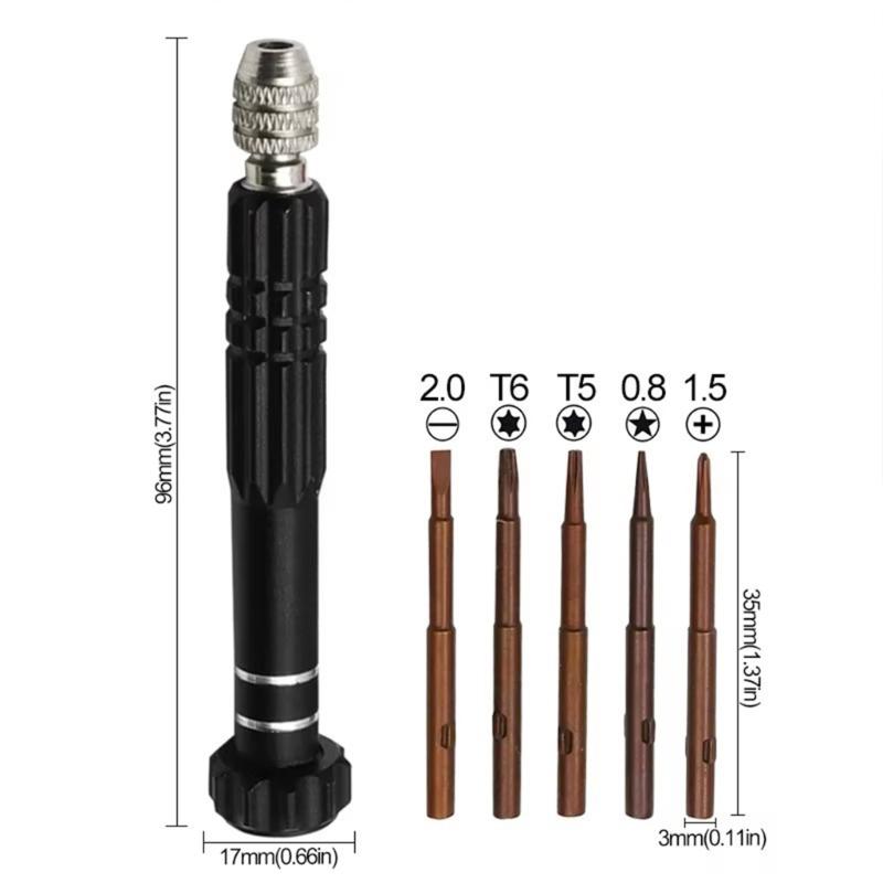 5-in-1 Mini Screwdriver Set Precision Glasses Repair Tool Multifunctional Screwdriver Portable Screwdrivers for Phone PC