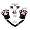 Cute Cat Costume Set with Cat Ear Paw and Bell Design for Halloween 4-Piece Headband, Choker, Gloves, Tail, Bow,
