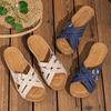 Large Size Flat Bottomed Slope and Casual Slippers with Intersecting Fine Straps, Solid Color, Exposed Toes, Fish Mouth Slippers