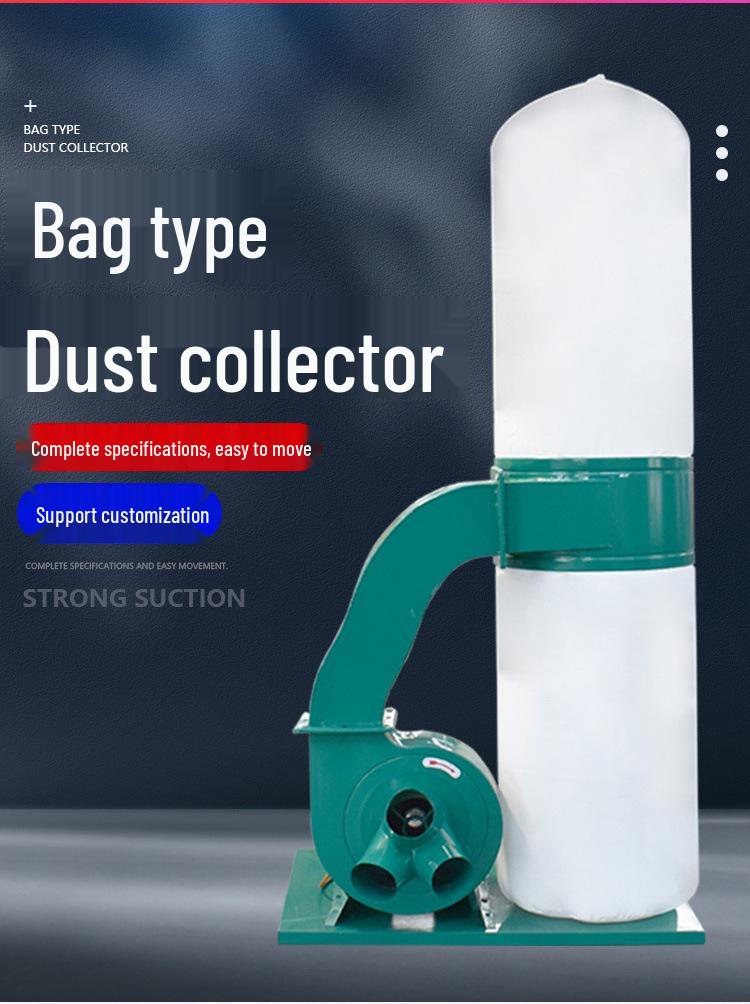 Industrial Woodworking Dust Collector: High-Power Vacuum with Bag Filter for Workshop and Engraving Machine.