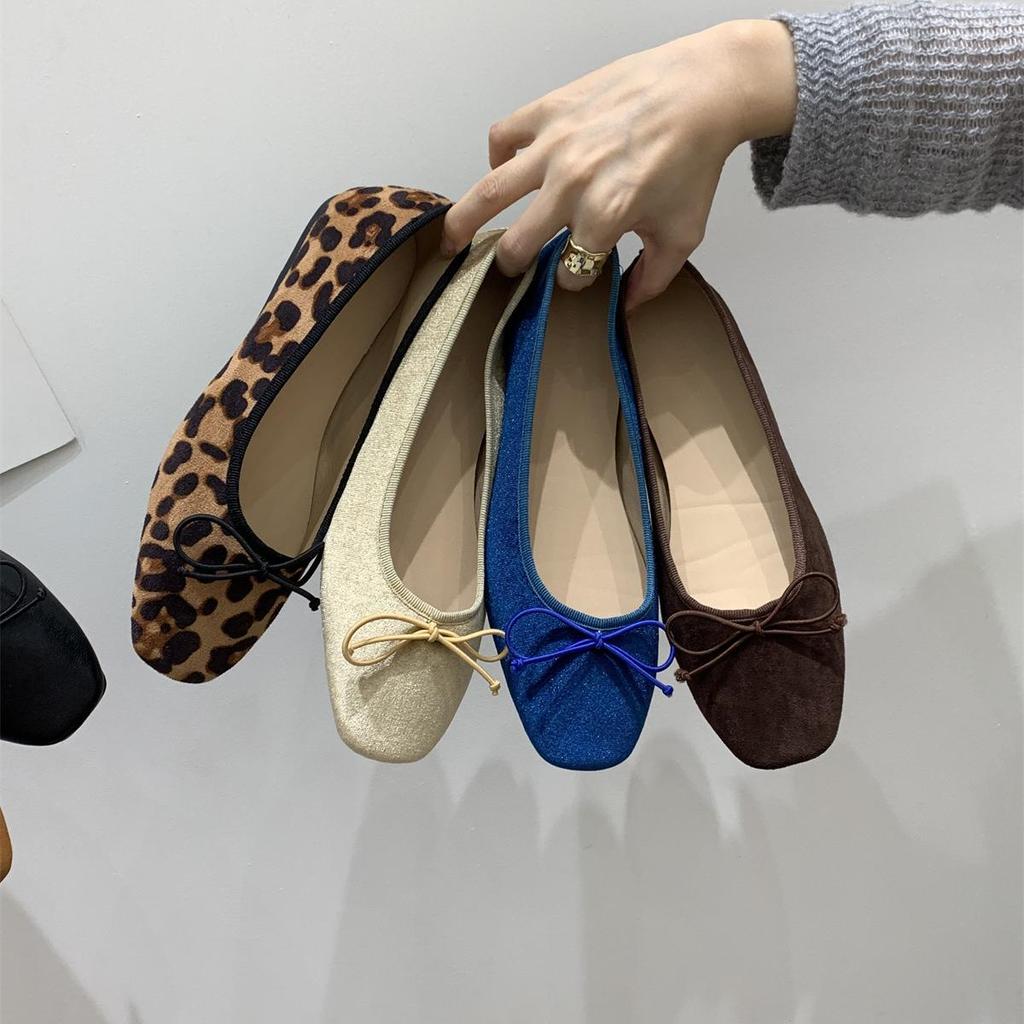 Fashion IPPEUM Women Velvet Ballet Flats Round Toe Shoes For Women 2025 New Leopard Mary Jane Shoes Ballerinas Zapatos Mujer