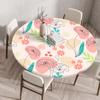 Round Table Cover Protector Elastic –Floral Print Fitted Tablecloth Waterproof,Elastic Edge Round Table Cloth for Dining Kitchen