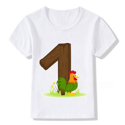 Dzieciak śliczny 1-9 numer urodzinowy T-shirt z nadrukiem urodzinowy chłopiec koszulka dla miłośników zwierząt chłopiec i dziewczynka zabawny prezent Tshirt prezent