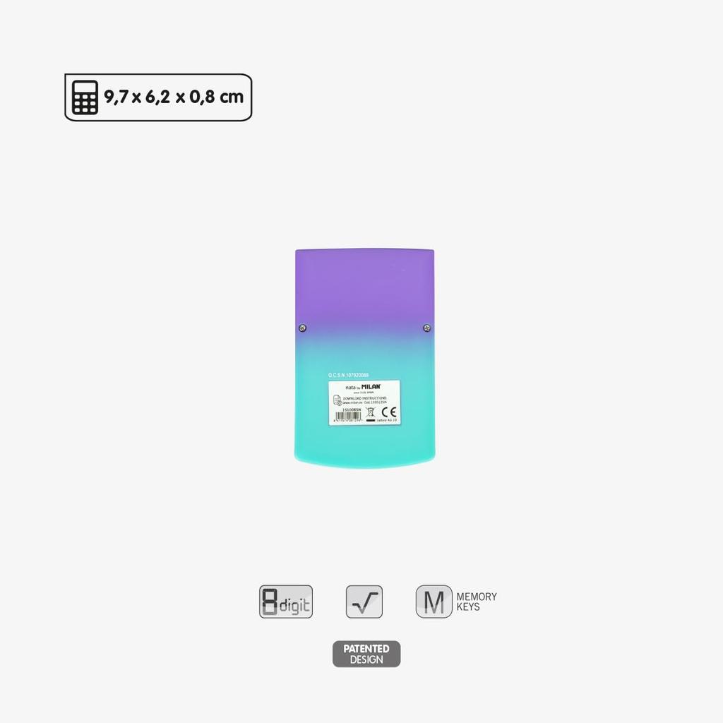 Milan Pink MLN151008SNPRBL 8-Digit Calculator, SUNSET, & Lilac,