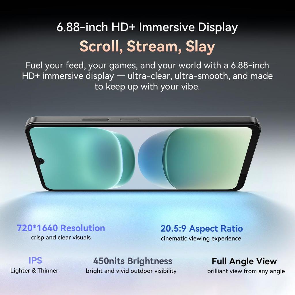 Oscal TIGER 8 Smartphone Android 15 120Hz (8+16)+128GB Octa Core 6.88" Ecran HD+ Telefon Mobil 5000mAh Telefon cu Încărcare Rapidă