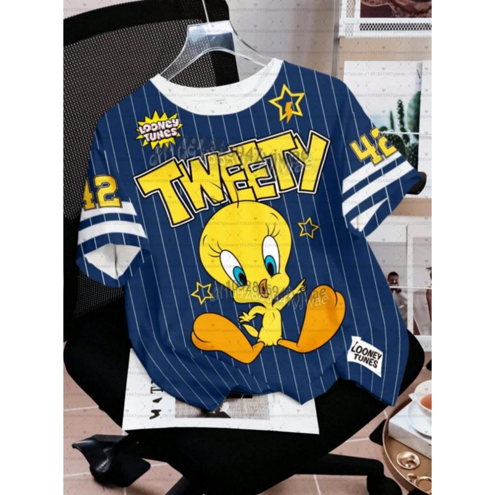 2026 Cartoon Duck Tweety Rabbit Print Men Women's Short Sleeve T-Shirt Casual 3d Print Summer Kids Parent Sport Tops T-shirt Tee