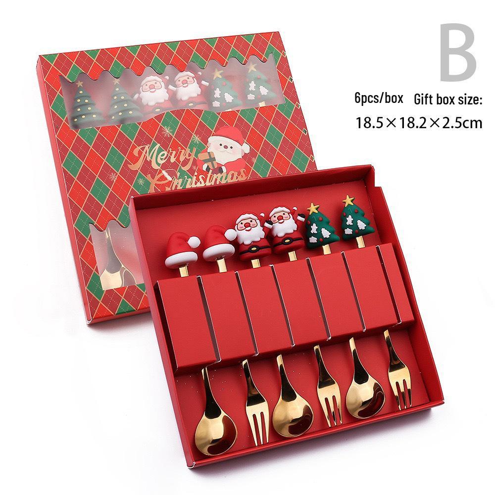 Creative Cartoon Stainless Steel Spoon & Fork Set: Coffee Stirrer, Fruit Fork, Christmas Gift