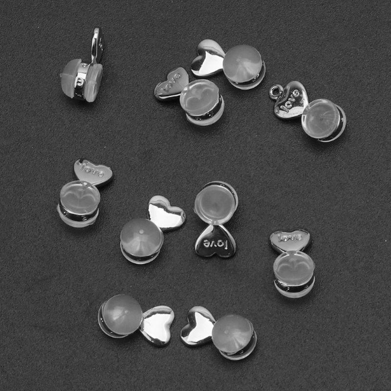 20 PCS Heart Love Earring Backs Replacements for Posts Earring Backings Secure for Studs Hypoallergenic Locking