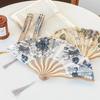 Elegant Silk Folding Fan High Quality Hand Fold Fan Hand Fan Craft Tassel Folding Fan  Living Room