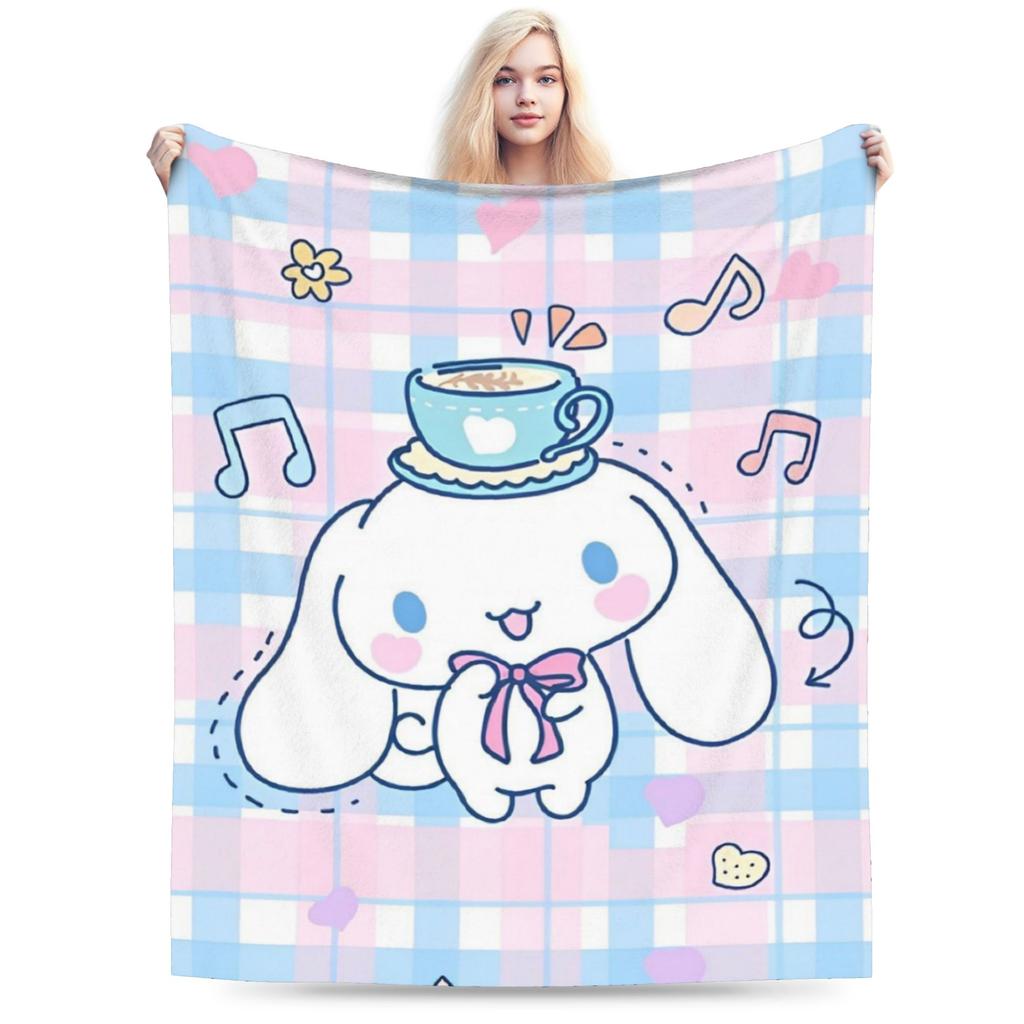 Pink Cinnamoroll Blanket Fleece Textile Decor Cute Cartoon Multifunction Ultra-Soft Throw Blanket for Home Travel Bedspread