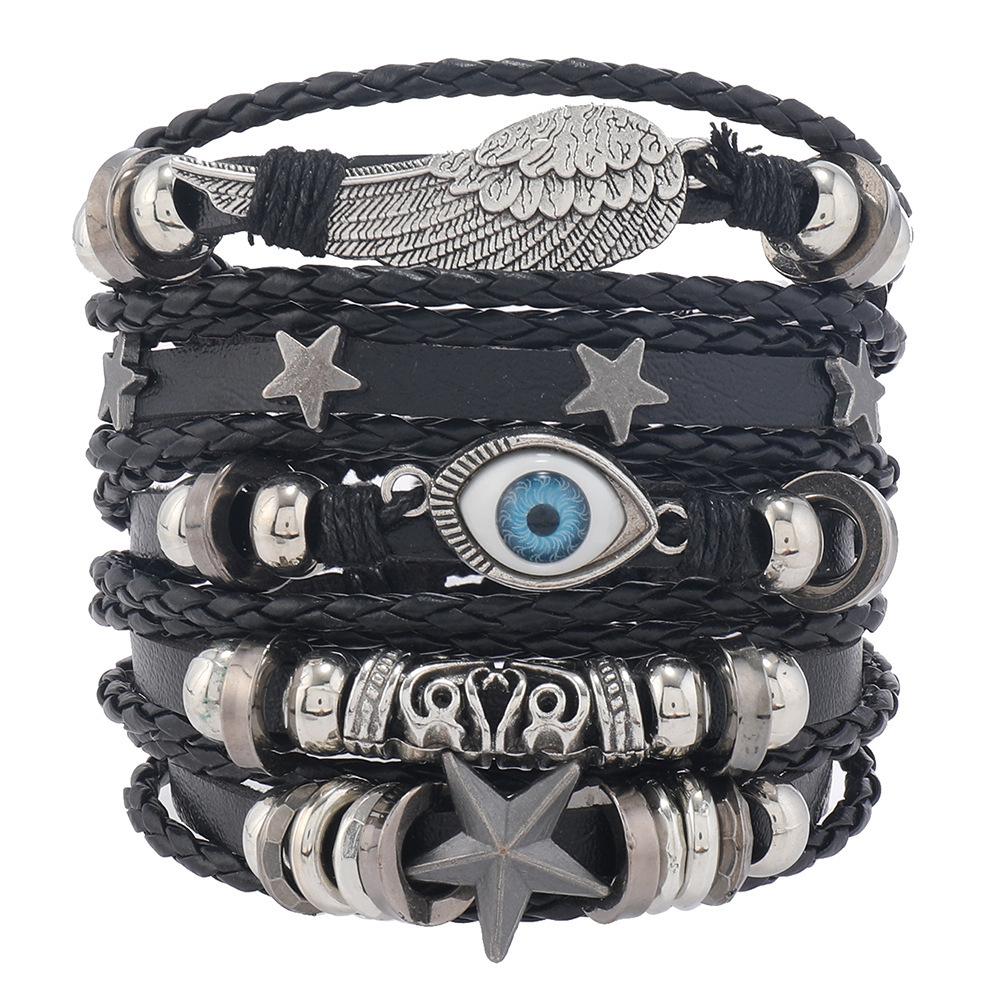 Men's Retro Multi-Layer Handmade Leather Bracelet Set