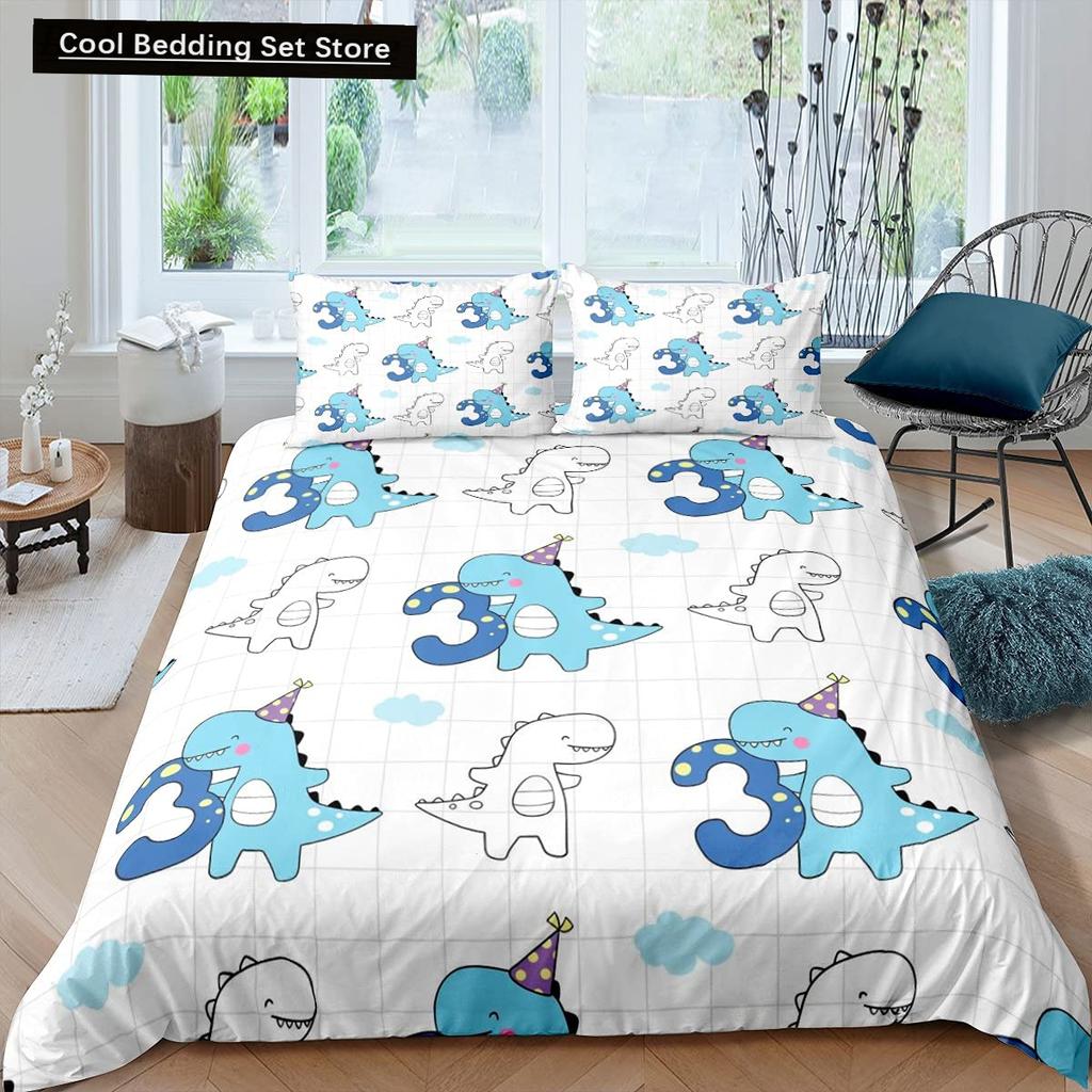 Cartoon Dinosaur King Queen Duvet Cover Jurassic World Animal Bedding Set Universe Galaxy Quilt Cover Polyester Comforter Cover