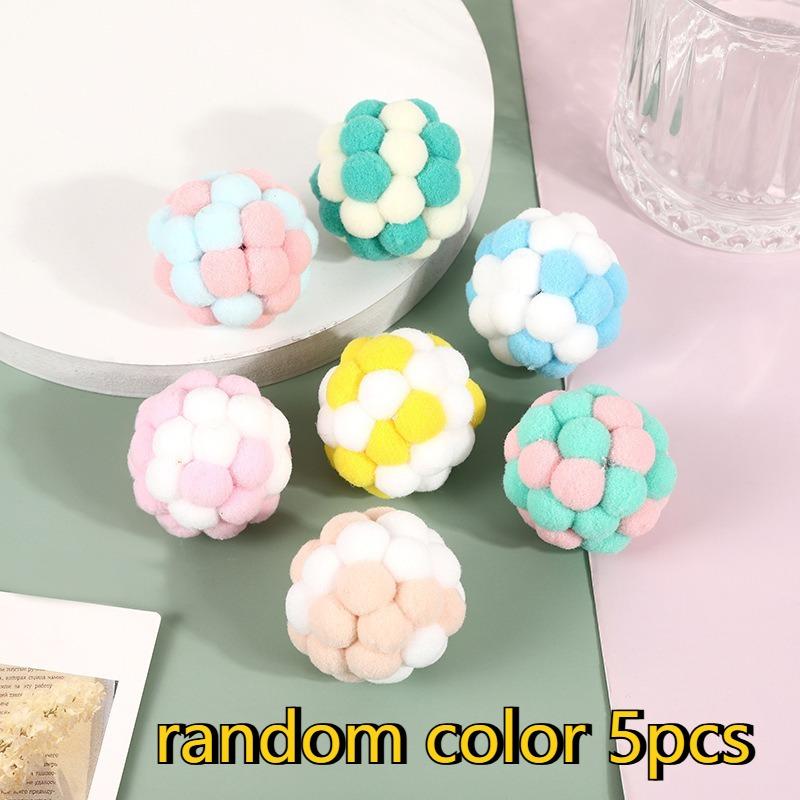5/10/20pcs Cat Toys Pet Toy Cat Plush Ball Toys Pet Bouncy Bell Ball Toy Colorful Cat Supplies Interactive Chase Pet Supplies