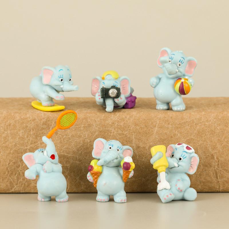 Elephant Doll 6pcs Toy Model Decoration Animation Cartoon Cute Material Pvc
