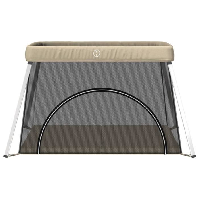 Parc pour bébé avec matelas Taupe Tissu de lin