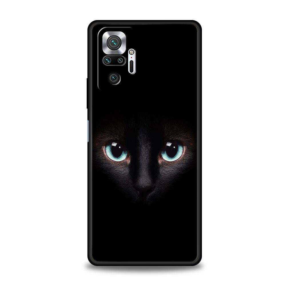 Schwarze Katze Starrendes Auge Handyhülle Für Xiaomi Redmi Note 12 5G 11 10 Pro Plus 9S 9 8 7 9T 8T 10C 9C 9A 5G K50 Gaming Weiche Hülle
