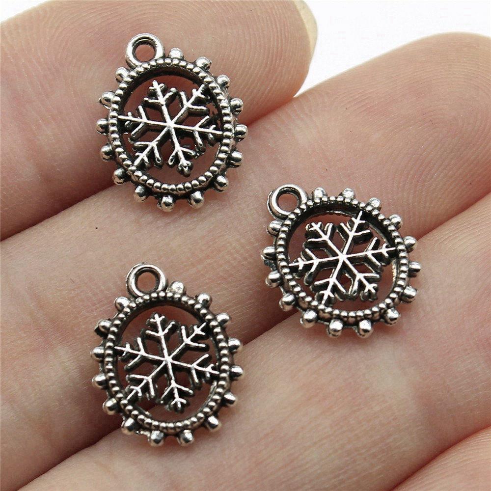 

Snowflakes Snowmen Father Christmas Holiday Charm Antique Bronze Zinc Alloy Jewelry Making Supplies Making DIY Charms A33-10pcs-15x11mm