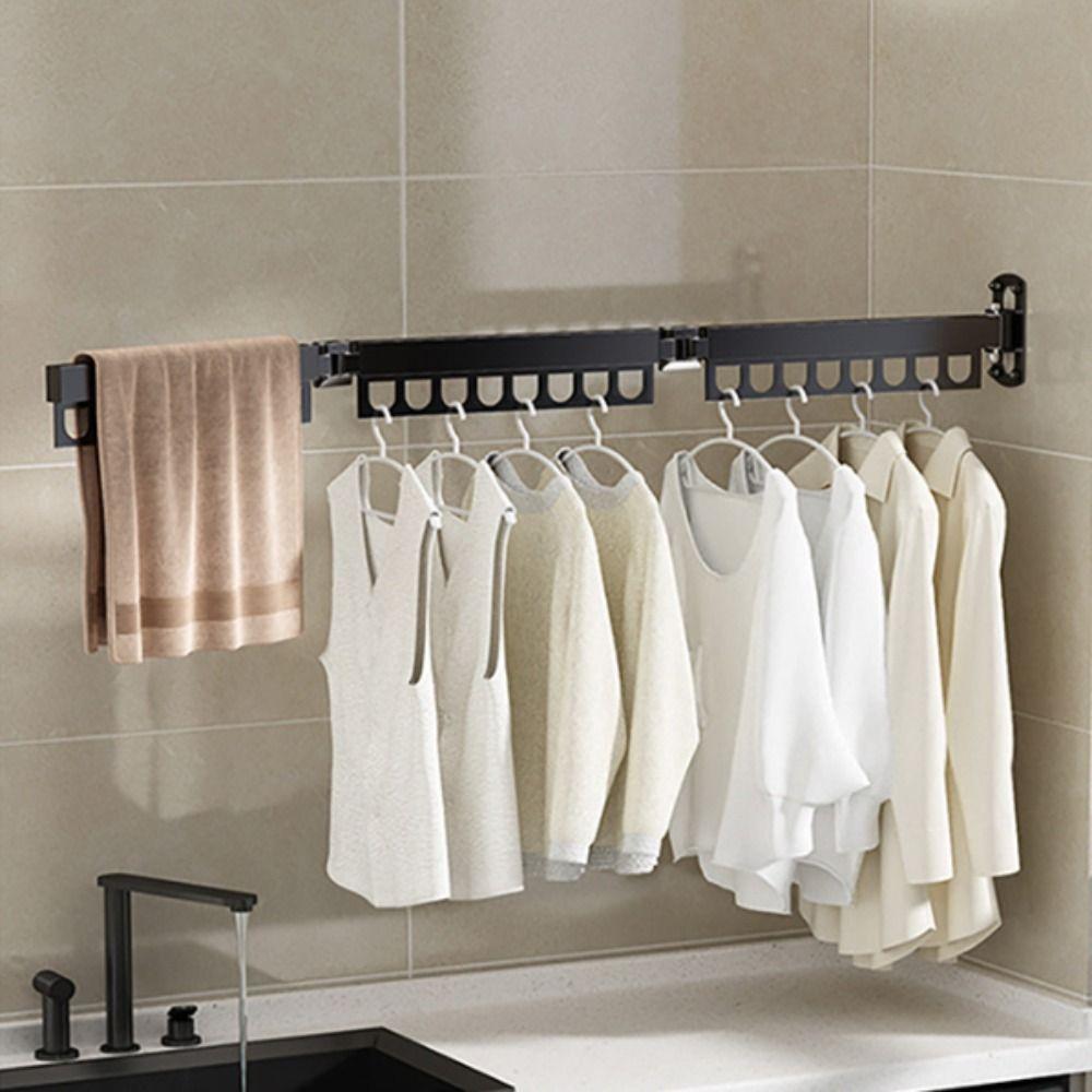 Rust-proof Wall Mount Clothes Hanger Stainless Steel Retractable Clothes Rack  Outdoor