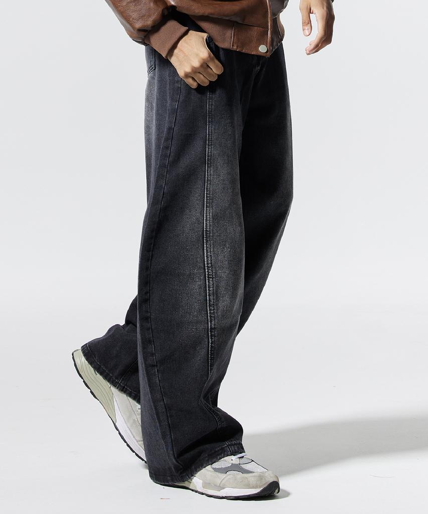 CREAM SODA LAB Wide Cut Volume Curved Pants Black