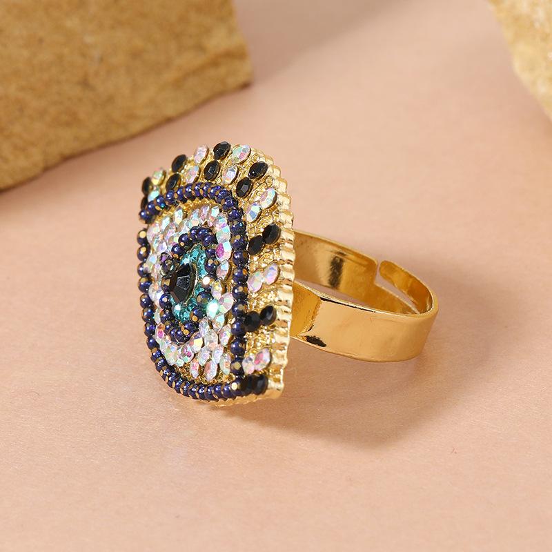 Stylish Devil's Eye Enamel Zircon Ring - Simple, Cute, and Adjustable