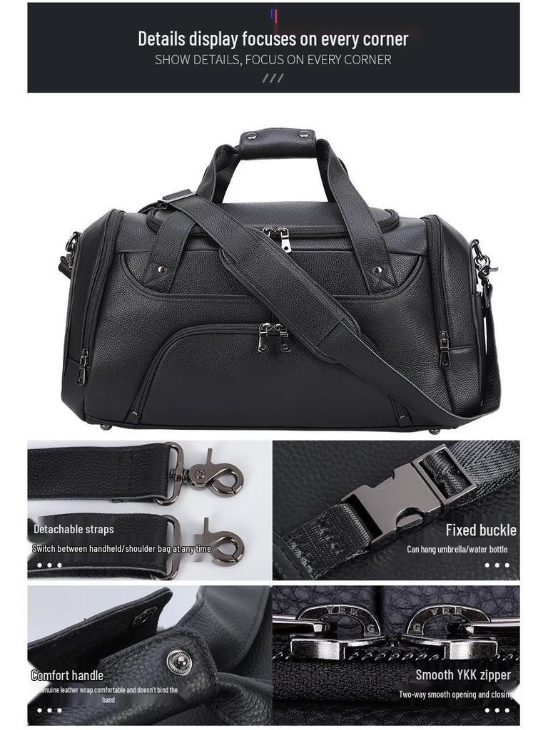 Chao Niu Herren Reisetasche aus echtem Leder mit Schuhfach - Umhänge- Sport- Schultertasche
