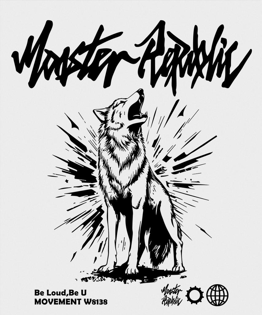 MONSTER REPUBLIC Howling Black Sweatshirt Melange Grey_W8138