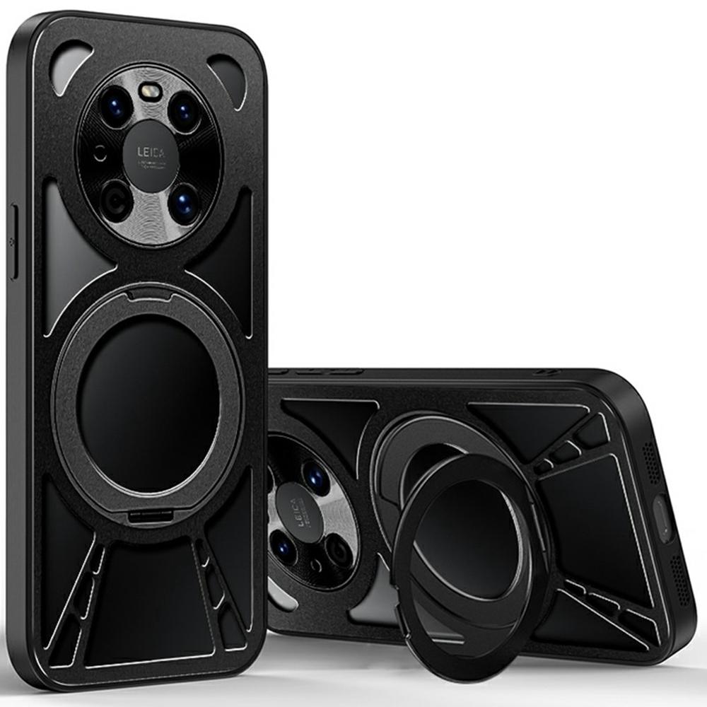 For Huawei Mate 40 Pro 4G/5G Case Magnetic Kickstand Hollow Heat Dissipation Silicone+PC+Metal Bumper Phone Cover