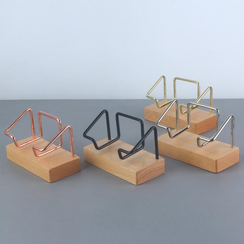 Beech Wood Business Card Holder Stand for Office or Hotel Front Desk