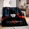 1pc V for Vendetta Flannel Throw Blanket - HD Printed Lightweight Soft Warm All-Season Blanket for Sofa, Bed, Travel, Camping 099