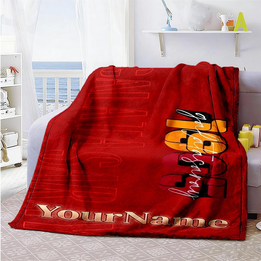 Galatasaray Customize Text Blanket Gift Personalized Blanket Ultrasoft Perfect For Couch Bed Sofa Seaside Ideal For All Seasons