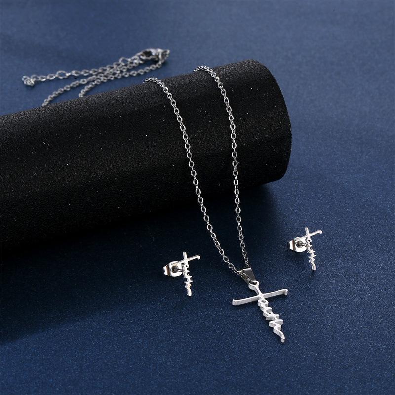 

Женские украшения из нержавеющей стали Faith Cross Ожерелье Earnail Set