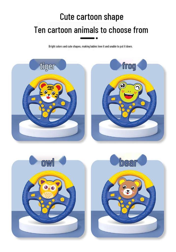 Kids' Interactive Cartoon Steering Wheel Toy for Rear Seat