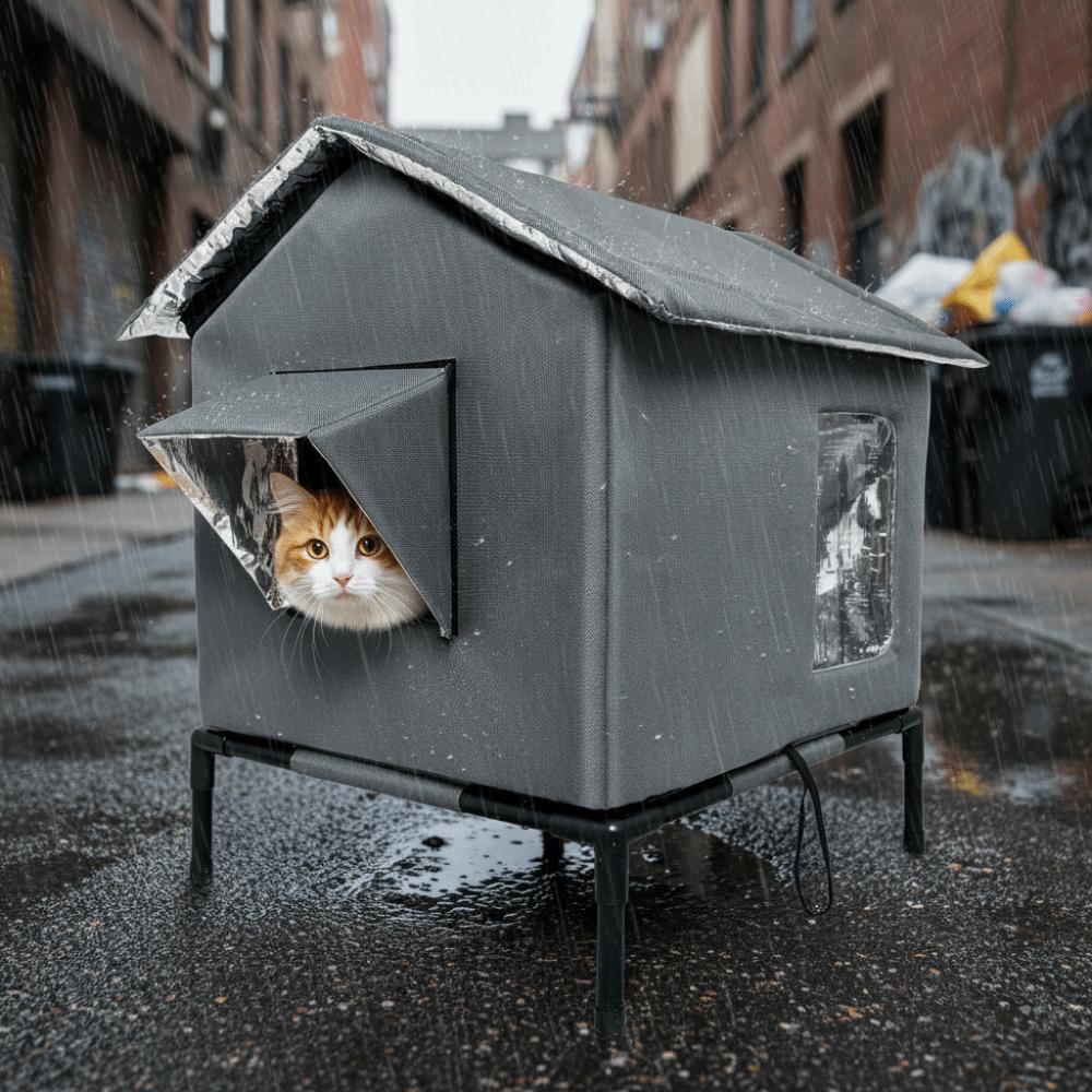 Wassdichtes Outdoor-Katzenzelt Faltbarer Unterschlupf für Streuner Isoliertes Katzenhaus Für Alle Jahreszeiten