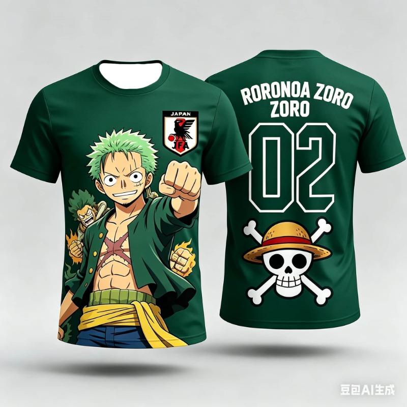 One Piece's Zoro Graphic T-shirt Japanese Anime Football Jerseys Sports Dry Quickly Men's T-Shirt Children's Clothing Tee Woman