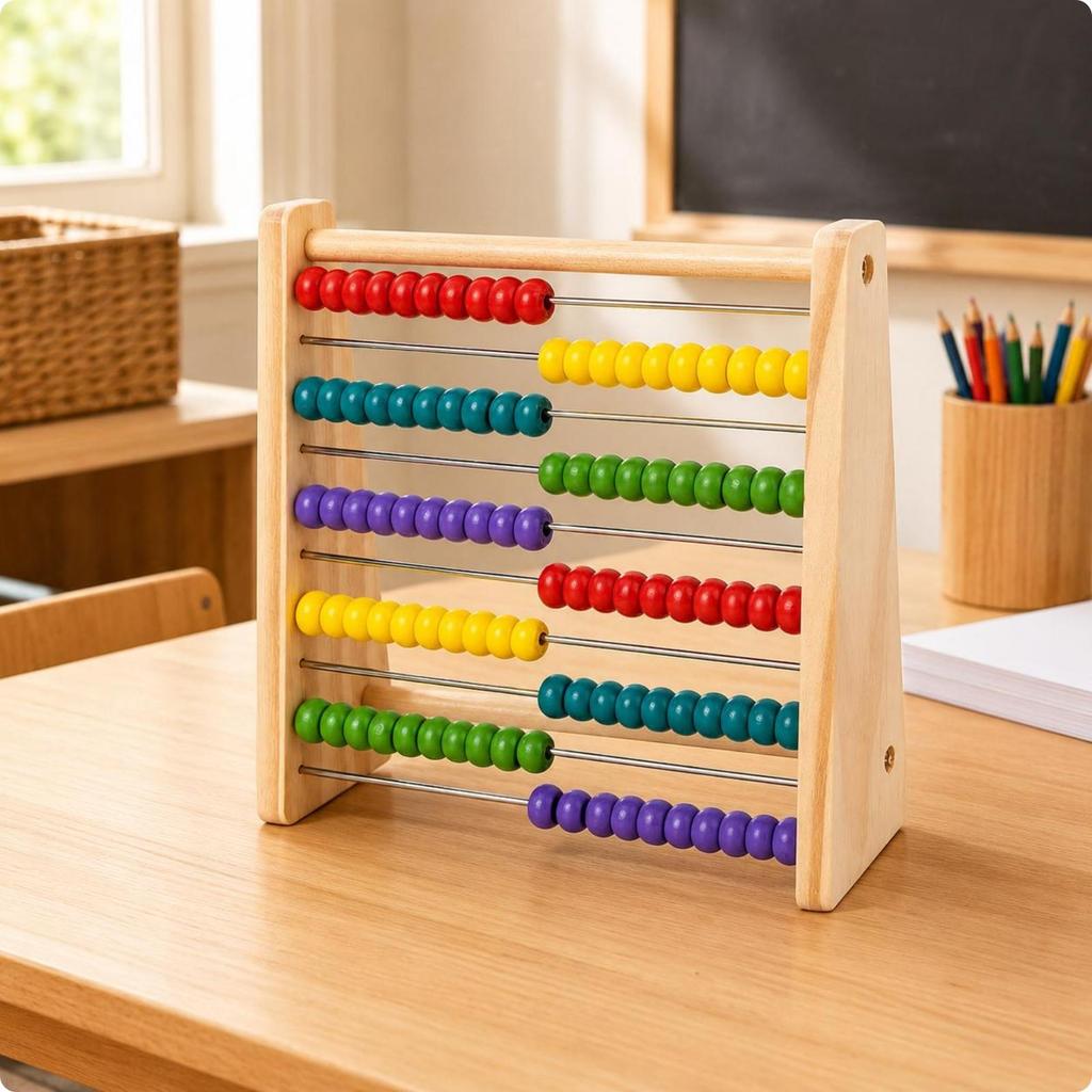 Wooden Bead Abacus Number Recognition Educational Light Wood Counting Frame for