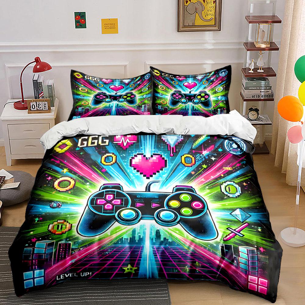 Retro Gaming Controller Design Bedding Duvet Cover Set (1*Duvet Cover 2*Pillowcases, without duvet insert)