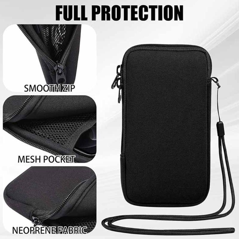 Capa protetora universal com zíper para celular, resistente a impactos, ideal para smartphones em movimento.
