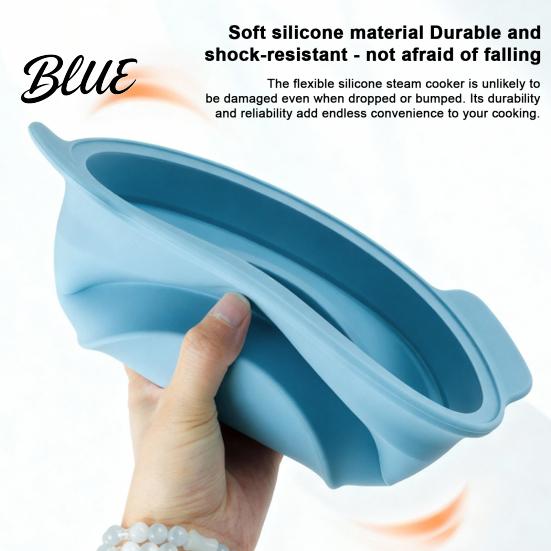 Reusable Air Fryer Steaming Accessory Foldable Silicone Microwave Steamer Collapsible Steamer Bowl Nonstick Easy Clean Steam Insert Heat-Resistant