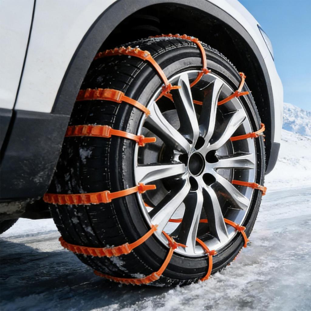 Tire Chains 10 Pieces Wheels Traction Devices Traction Snow Chains for SUV Car Cold Weather Rural Roads Parking Lots Travel
