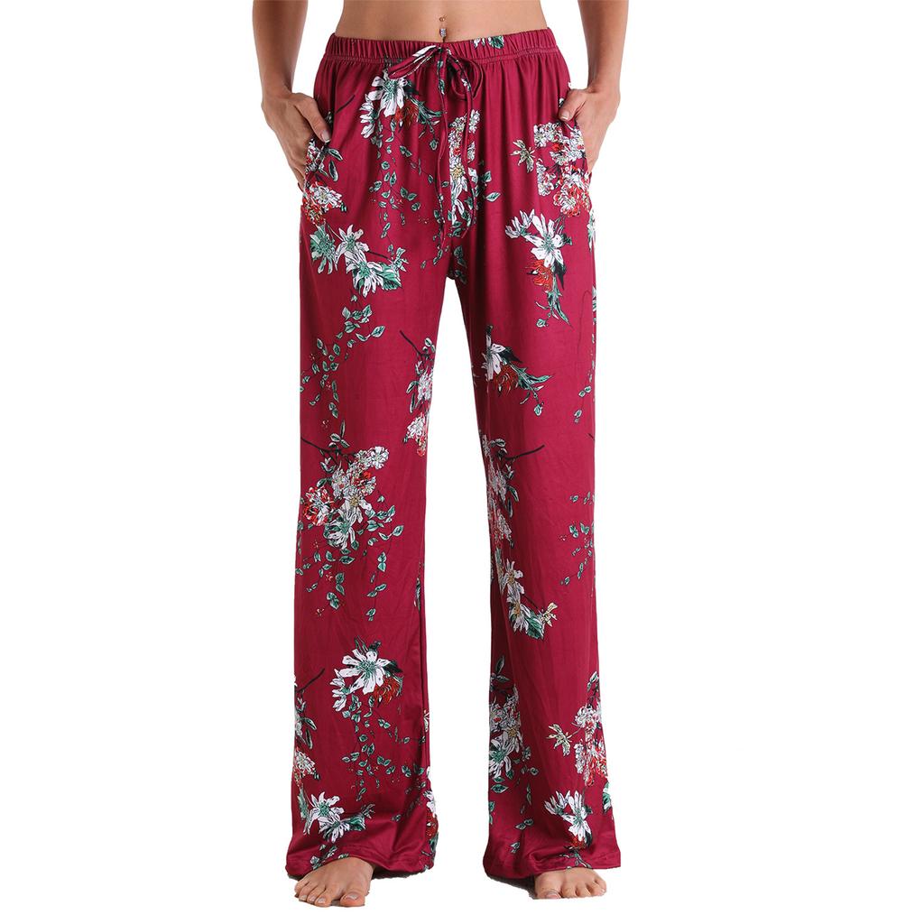 Women's Fashion Casual Print Elastic Waist Home Workout Sweatpants Straight Leg Pants