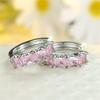 Square Stone Elegant Pink Crystal Zircon Hoop Earrings For Women Trendy Silver Color Small Ear Buckle Wedding Jewelry Party Gift