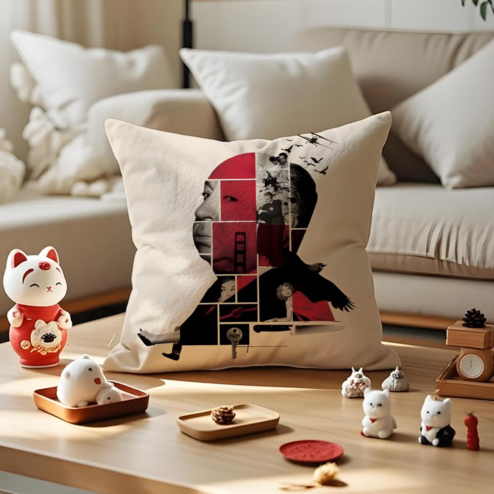Alfred Hitchcock Cushion Cover Anti-dustmite Pillowcase Invisible Zipper Silky Short Plush Sofa Cushion Cover