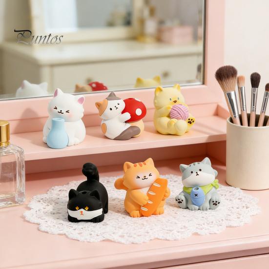 Cat Whisker Holder Cute Collector 3D Cartoon Sculpture Pet Beard Resin Car Decoration Vase Mini Vibrissae Keepsake Sympathy Gift for Lovers