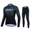 Best-selling STRAVA long-sleeve cycling jersey set, cross-border fleet edition, quick-dry breathable straps with drawable designs