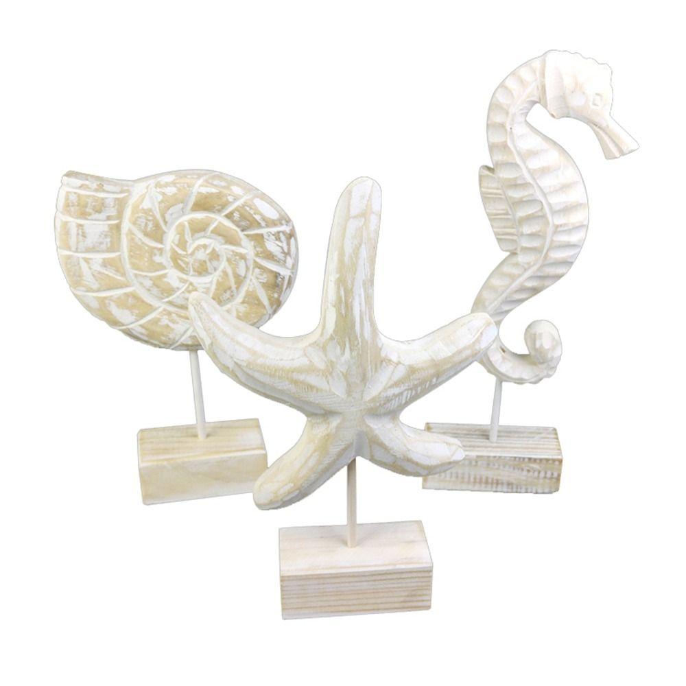 Starfish Sea Wood Sculptures Conch Wood Carving Marine Crafts Bedroom