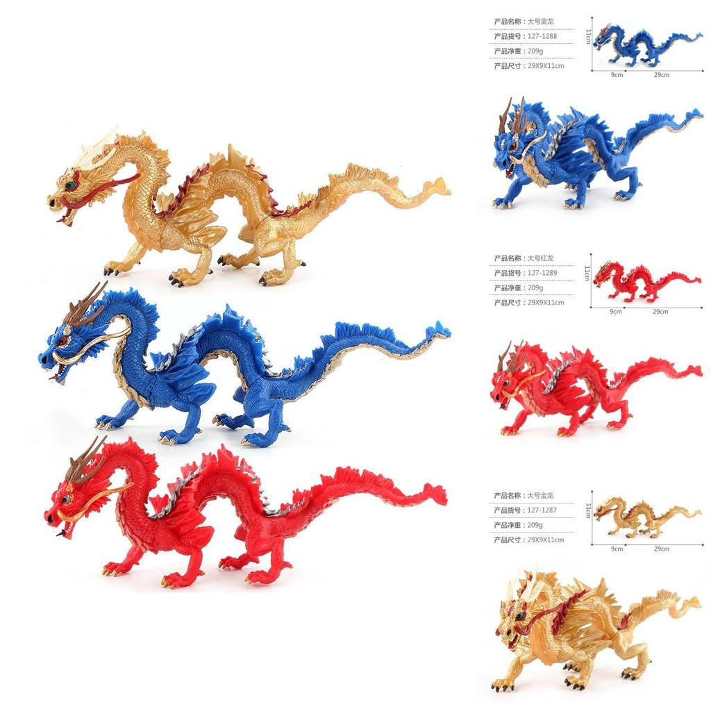 Exquisite Pvc Chinese Dragon Figurine Model For Collectors In Blue And Gold
