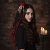 Long Tulle Skeleton Hand Mesh Veil 3D Skeleton Skull Hairwear Gothic Headband  Stage Performance
