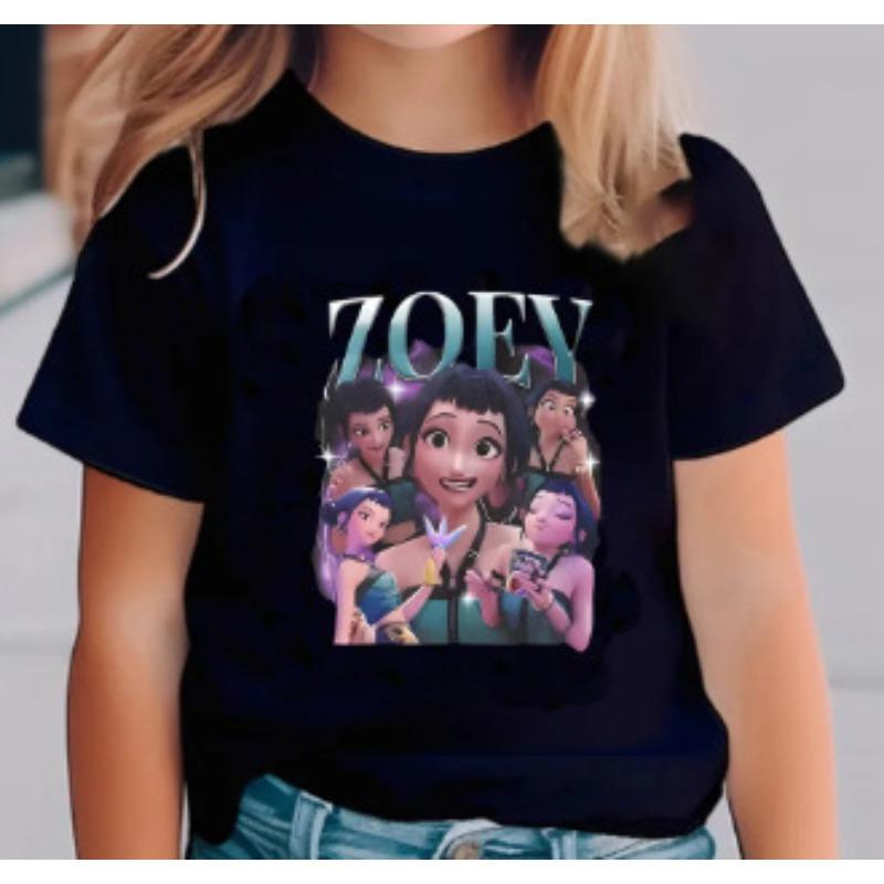 T-Shirts Girls Children's Cartoon Print Fashion Short Sleeve Casual Children's Clothing Top Comfortable