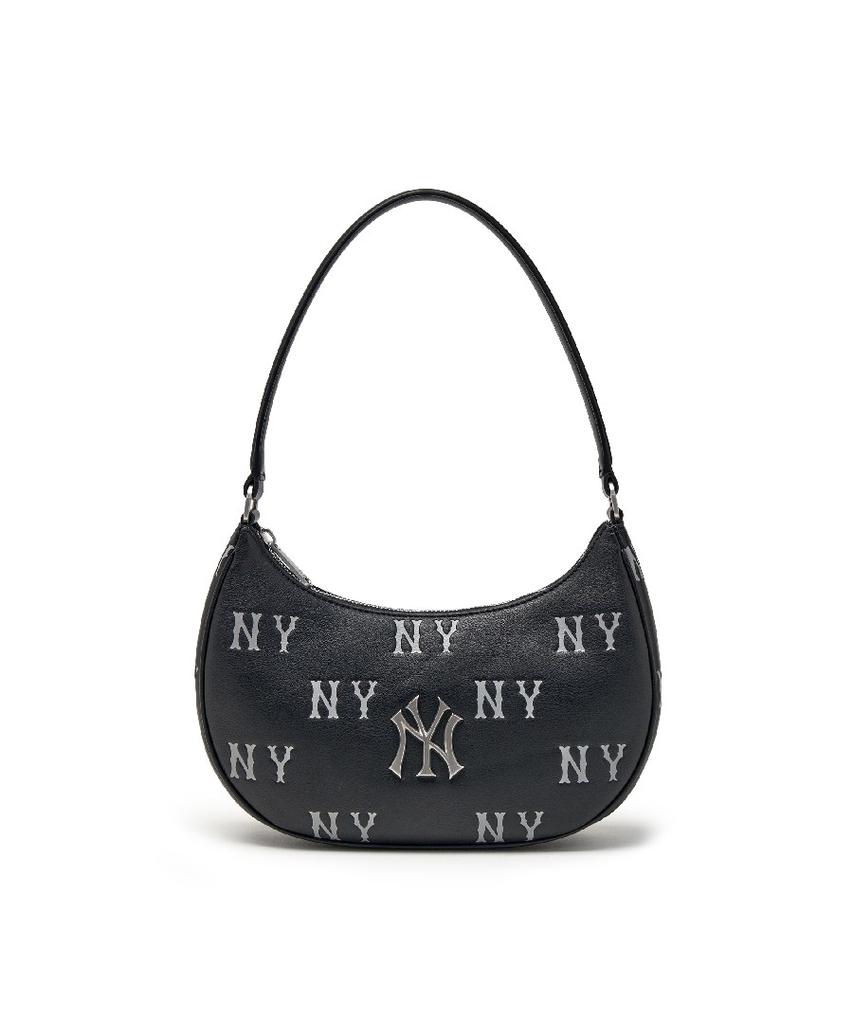 Mlb Classic Monogram Embossed Hobo Bag Ny (Black)